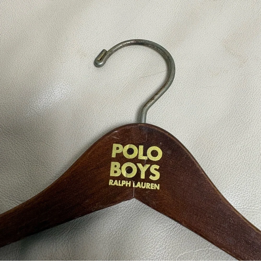 VINATGE Ralph Lauren POLO BOYS Brown Wooden Hanger